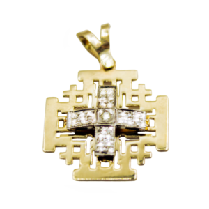 Diamond Jerusalem Cross Set - Handcrafted 14K Gold Jewelry