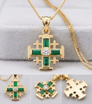 CZ 14K Jerusalem Cross