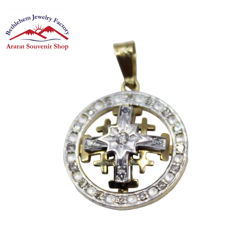 Diamond Bethlehem Star on Jerusalem Cross pendant