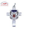 Silver American Flag Cross Pendant