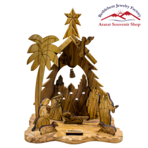 Olive Wood Nativity Grotto1