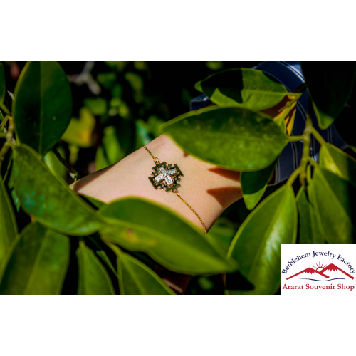 Diamond Jerusalem Cross Bracelet