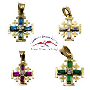 CZ 14K Jerusalem Cross