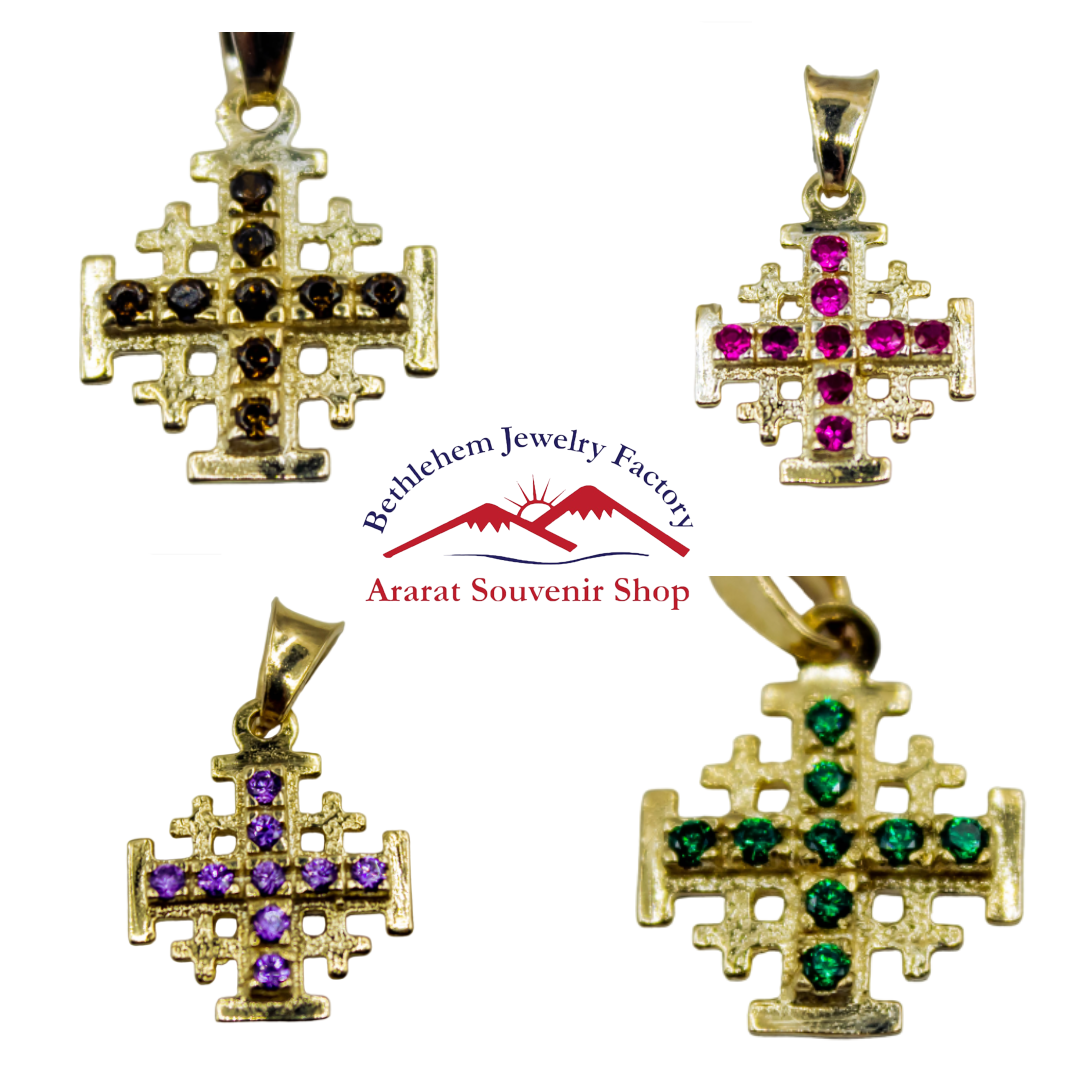 colorful jerusalem cross pendant