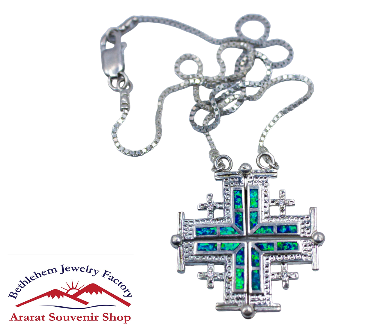 Silver Jerusalem Cross Necklace for Women
