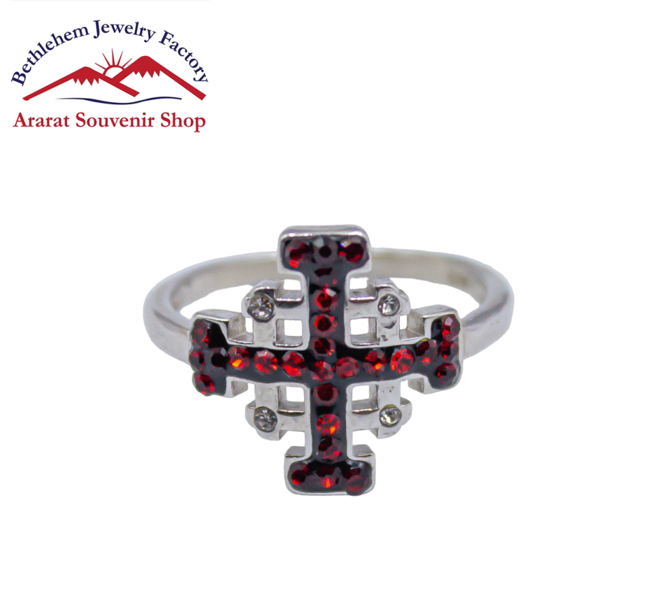 Red Jerusalem cross Ring