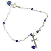 Dark Blue Azurite Bracelet with Armenian Cross