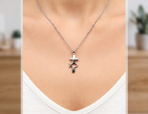 Modern Ichthys Cross with Fish Pendant