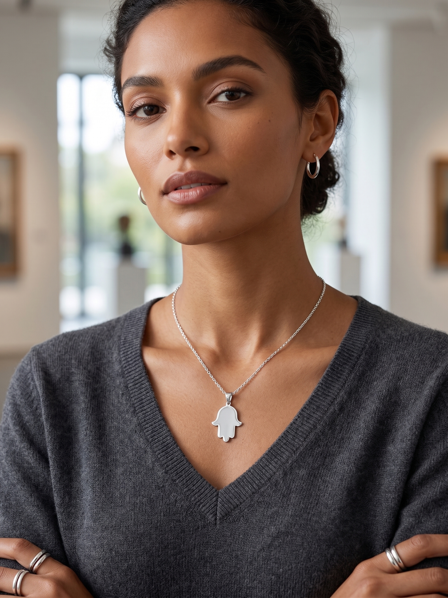 Silver Jewish Hamsa Hand