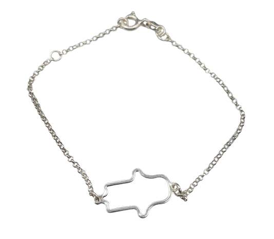 Stop The Evil Hand Silver Bracelet