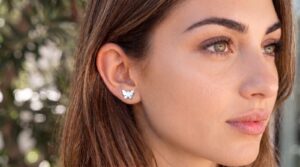 Silver Butterfly stud earring