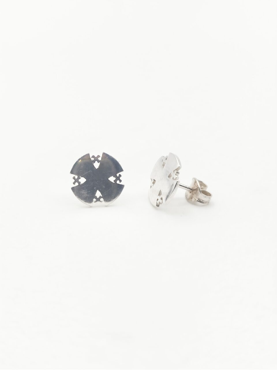 Silver Jerusalem Cross1 stud earring