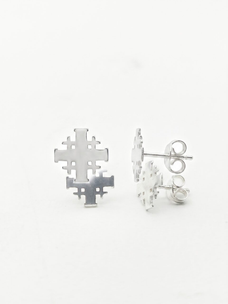 Silver Jerusalem Cross stud earring