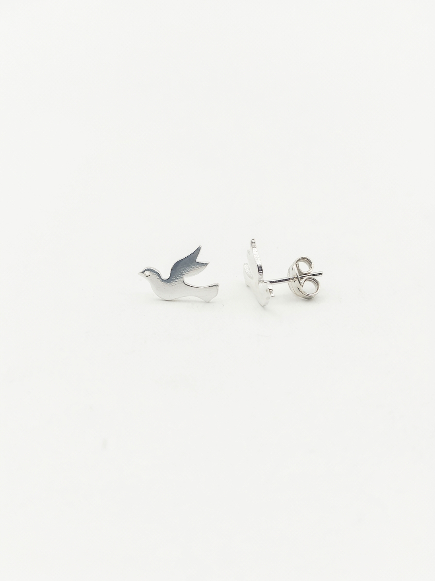 Silver Bird stud earring