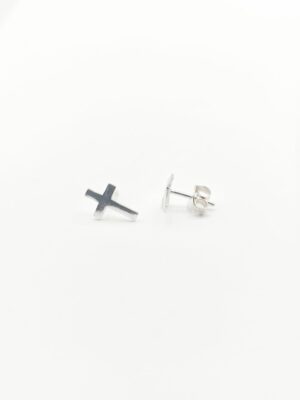 Silver Cross stud earring