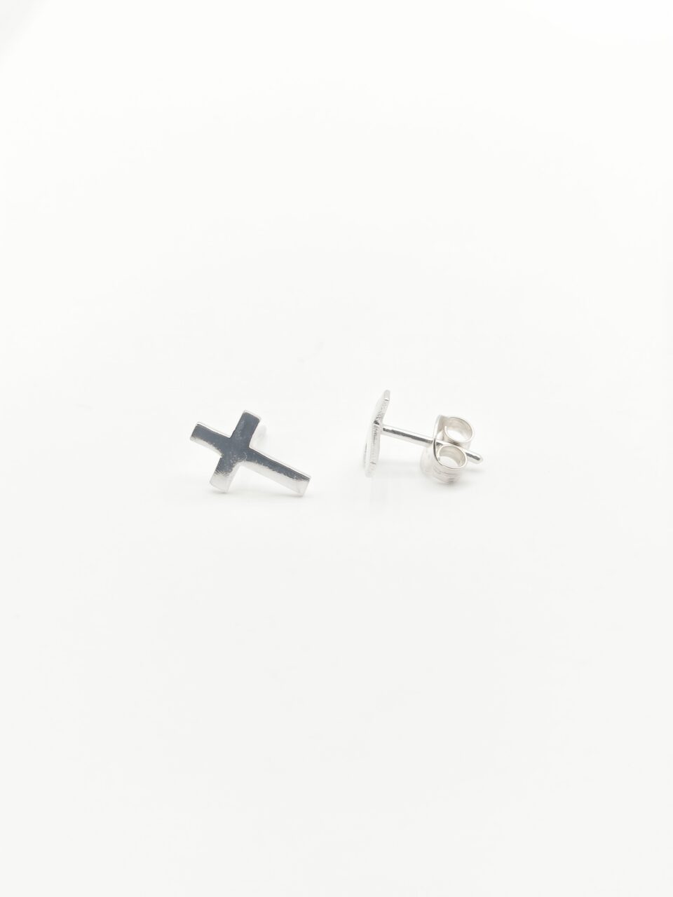 Silver Cross stud earring