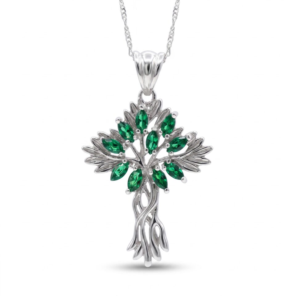 Silver Olive tree with zirconia
